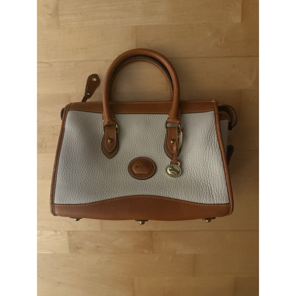 Dooney & Bourke White (Cream) and Brown Pebbled Leather Satchel